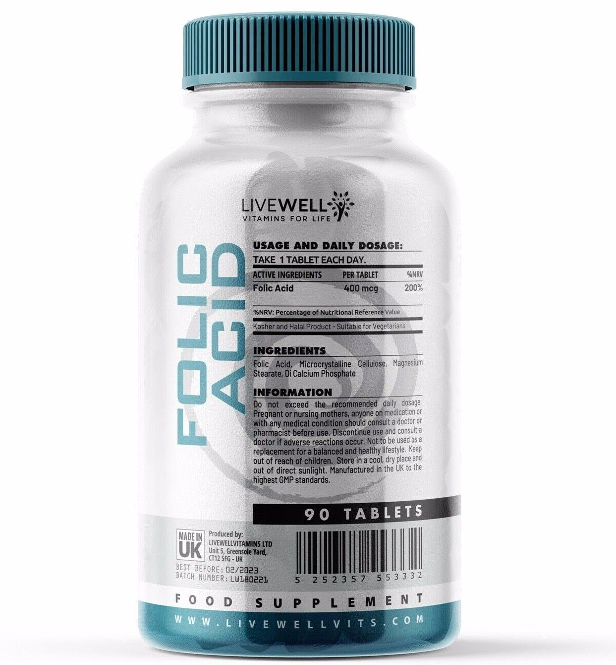 Folic Acid 400mcg Tablets | Pregnancy Support, Maternal, Tiredness, Fatigue