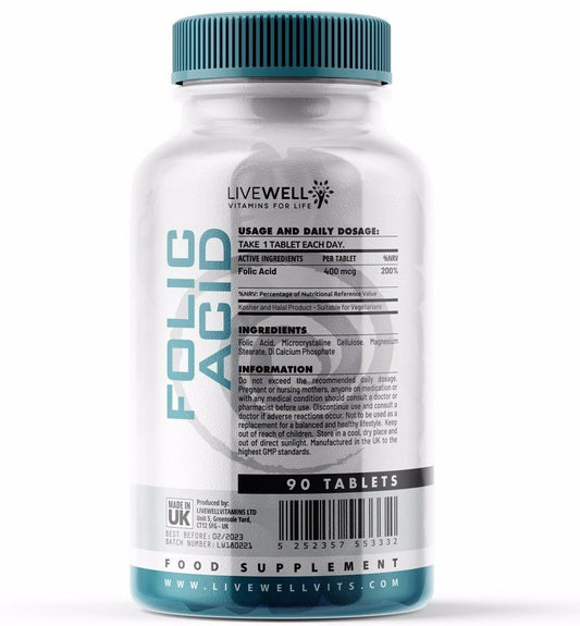 Folic Acid 400mcg Tablets | Pregnancy Support, Maternal, Tiredness, Fatigue