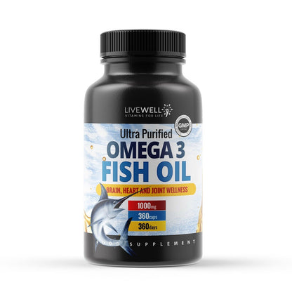 Omega 3 Fish Oil 1000mg Softgel Capsules EPA 330mg & DHA 220mg Double Strength