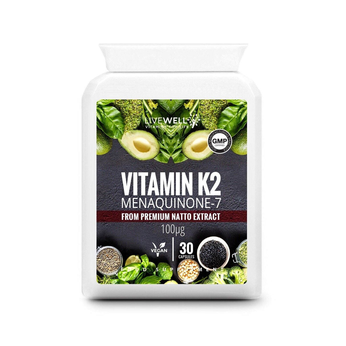 Vitamin K2 MK-7 Capsules / Tablets | 360 Vegan | Bone & Cardiovascular Health