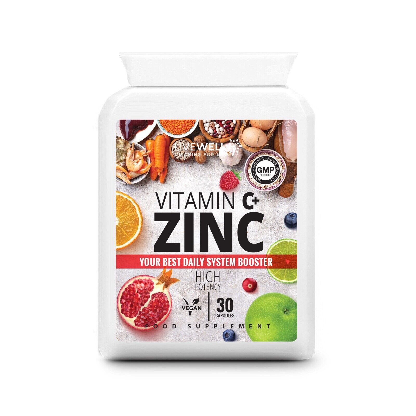 Vitamin C 1200mg + Zinc 40mg Capsules / Tablets - Immune Support – Vegan UK