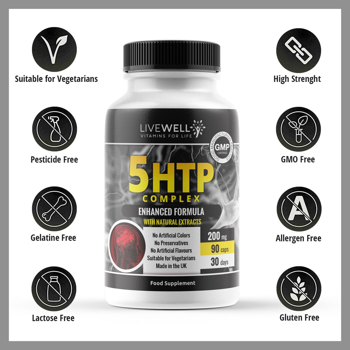 5-HTP 200mg 5htp - Serotonin Sleep Anxiety Stress Depression 5 HTP Tablets