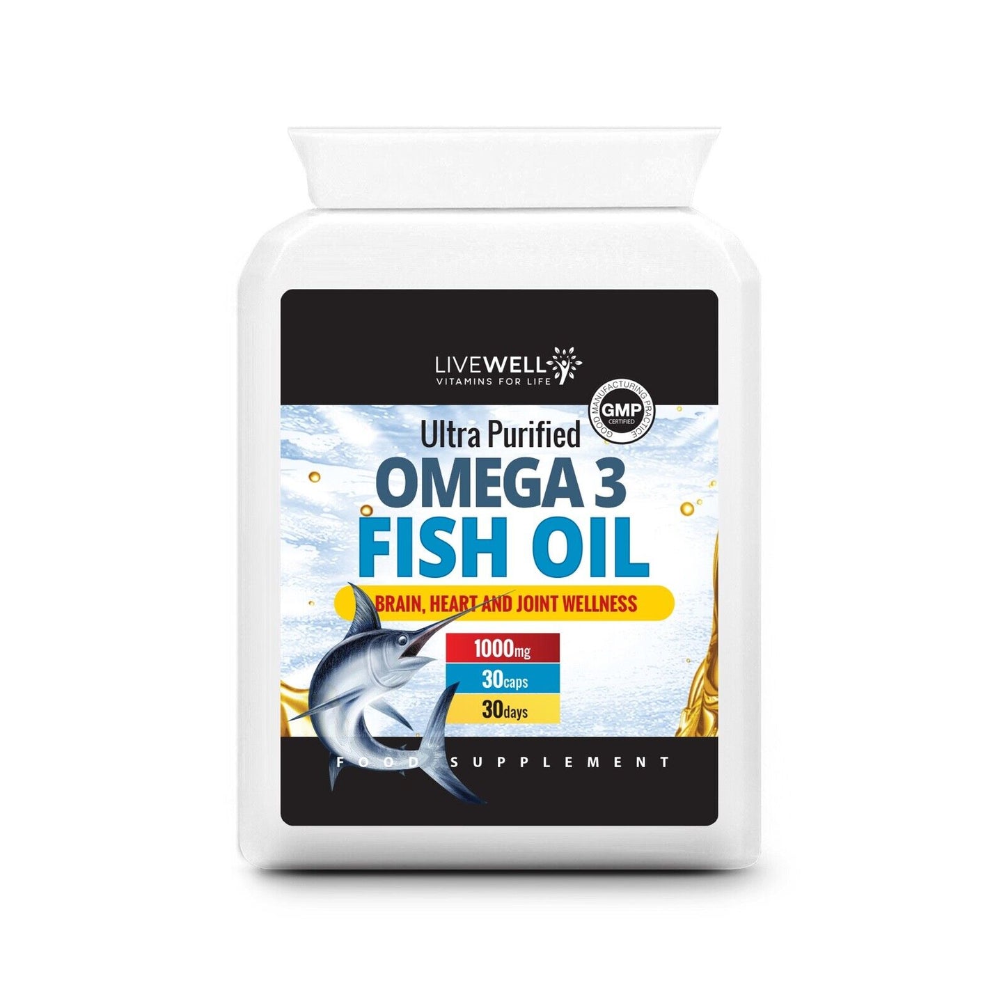 Omega 3 Fish Oil 1000mg Softgel Capsules EPA 330mg & DHA 220mg Double Strength