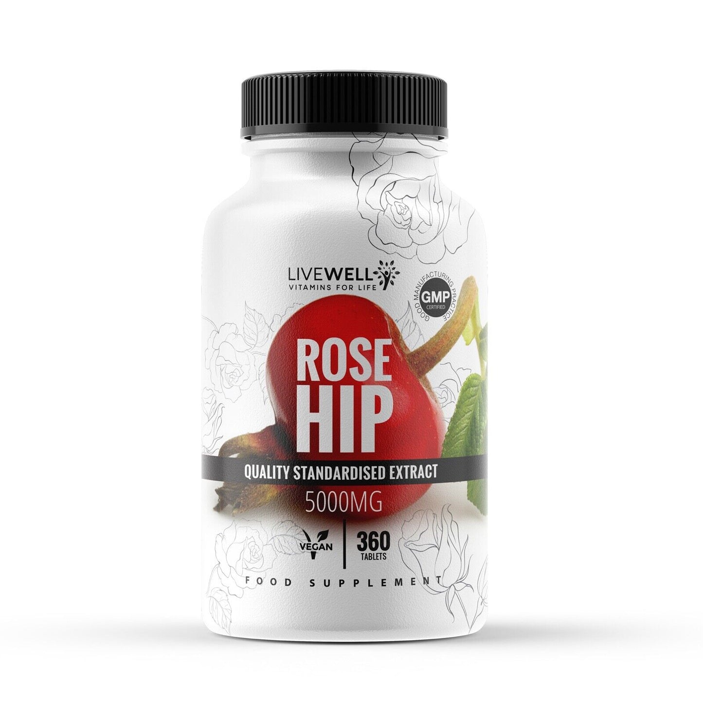 Rosehip 5000mg Vegan Tablets | High Strength | Vitamins A, C & E