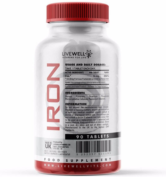 Iron 14mg Tablets | Pregnancy, Anaemic, Energy, Fatigue, Tiredness - Vegan