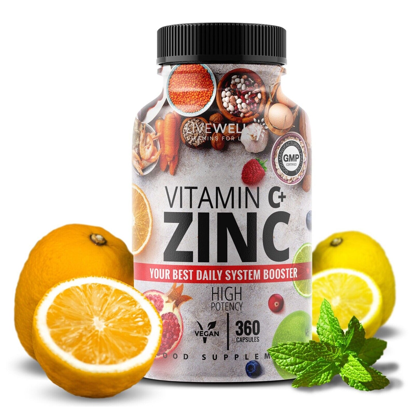 Vitamin C 1200mg + Zinc 40mg Capsules / Tablets - Immune Support – Vegan UK