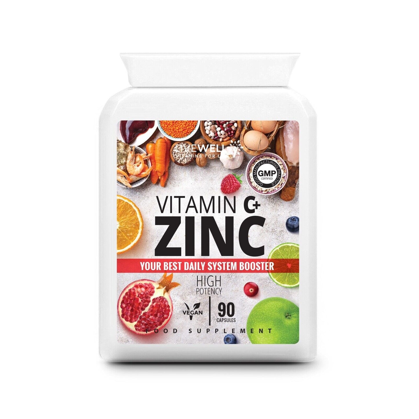 Vitamin C 1200mg + Zinc 40mg Capsules / Tablets - Immune Support – Vegan UK