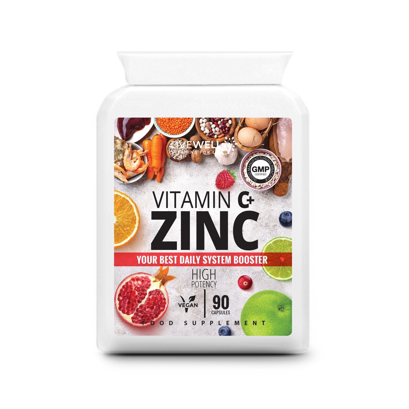 Vitamin C 1200mg + Zinc 40mg Capsules / Tablets - Immune Support – Vegan UK
