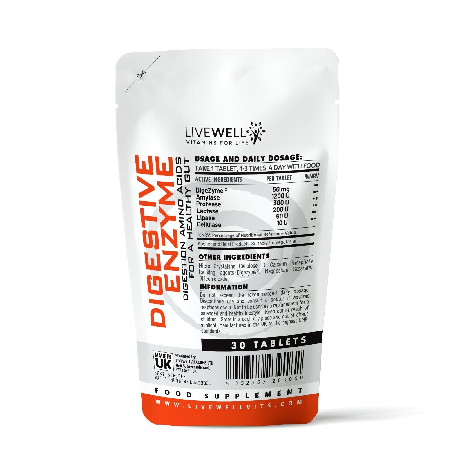 Digestive Enzymes Probiotic Tablets | (Digezyme) Digestion Amino Acids Gut