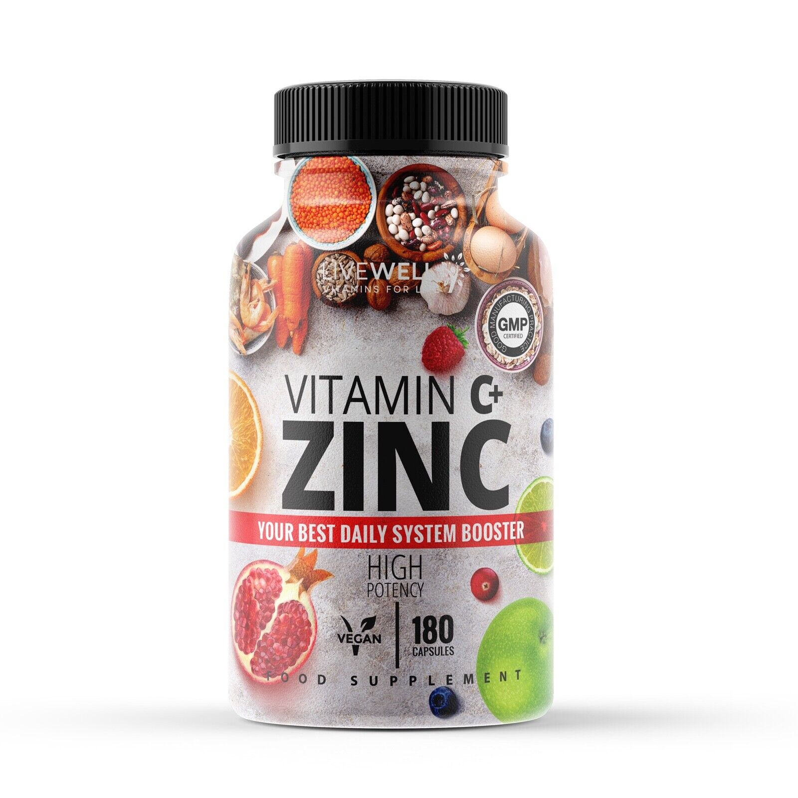 Vitamin C 1200mg + Zinc 40mg Capsules / Tablets - Immune Support – Vegan UK