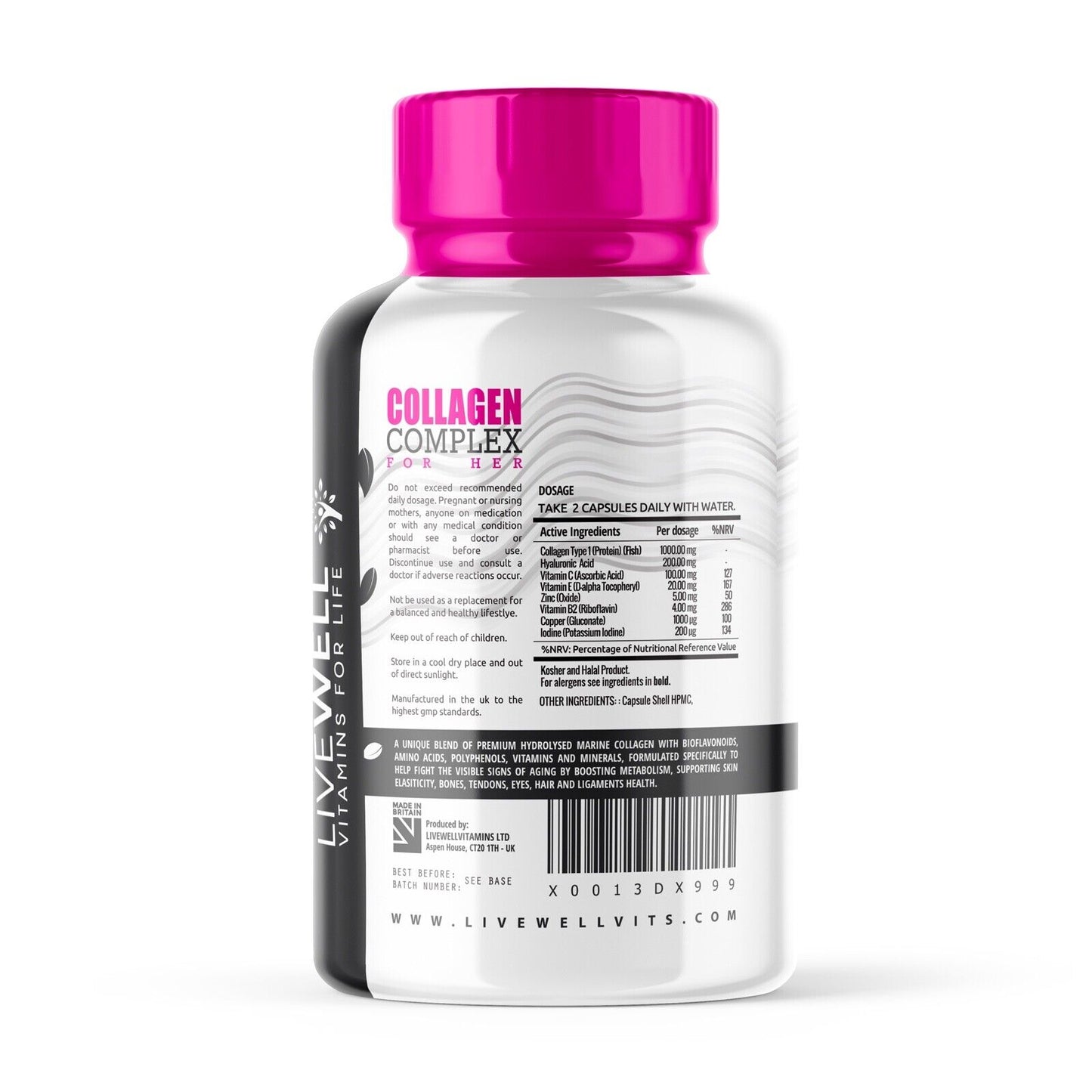 Marine Collagen Complex For Her | Vitamins B2 C & E | Hair Skin Nails tablets