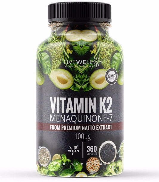 Vitamin K2 MK-7 Capsules / Tablets | 360 Vegan | Bone & Cardiovascular Health