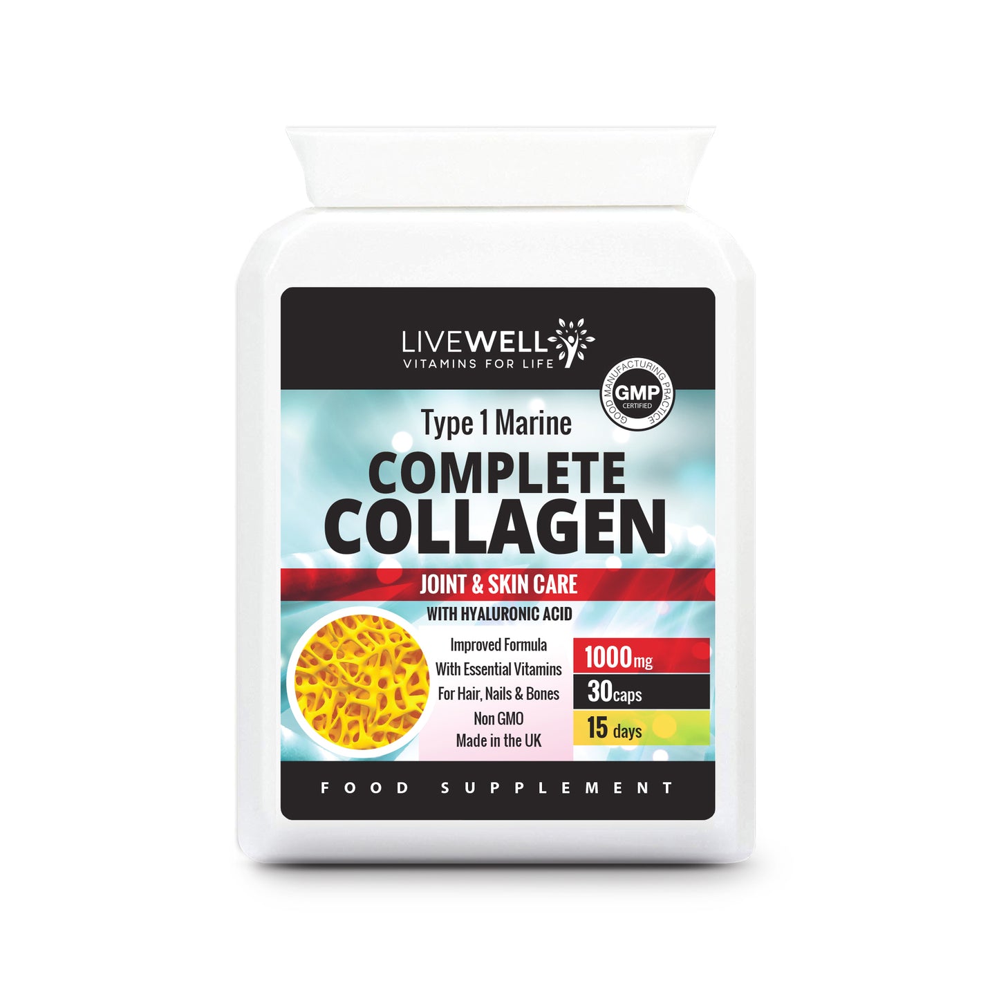1000mg Marine Collagen Capsules | Vitamin C, E & B2 | UK Made