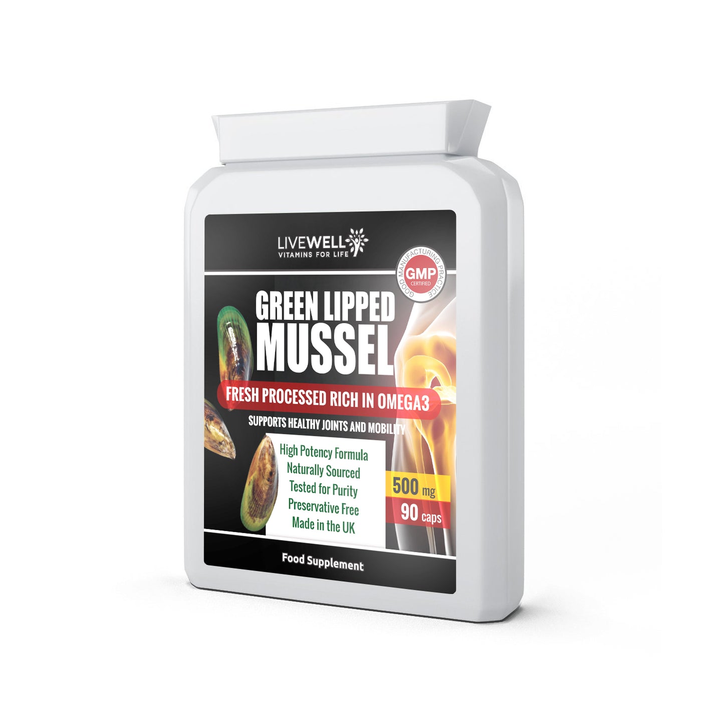 Green Lipped Mussel For Dogs & Humans Joint Health Arthritis 500MG 90 Capsules