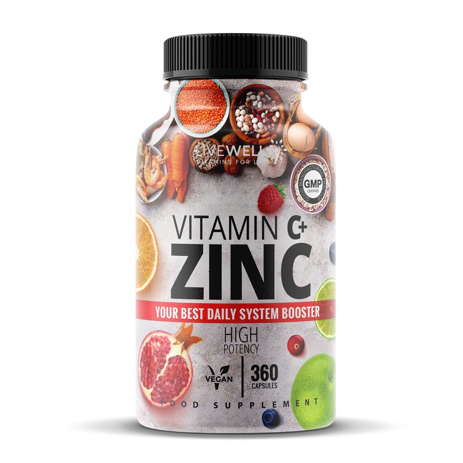 Vitamin C 1200mg + Zinc 40mg Capsules / Tablets - Immune Support – Vegan UK 