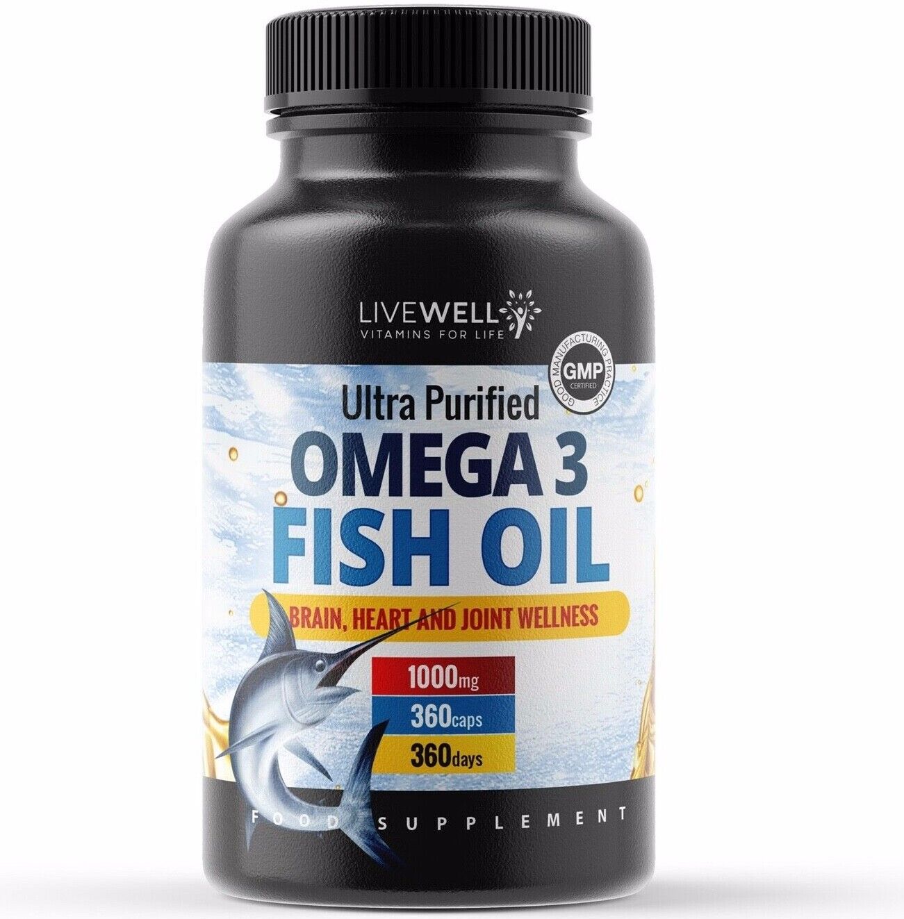 Omega 3 Fish Oil 1000mg Softgel Capsules EPA 330mg & DHA 220mg Double Strength