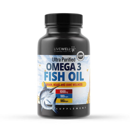 Omega 3 Fish Oil 1000mg Softgel Capsules EPA 330mg & DHA 220mg Double Strength