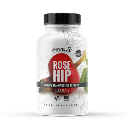 Rosehip 5000mg Vegan Tablets | High Strength | Vitamins A, C & E 