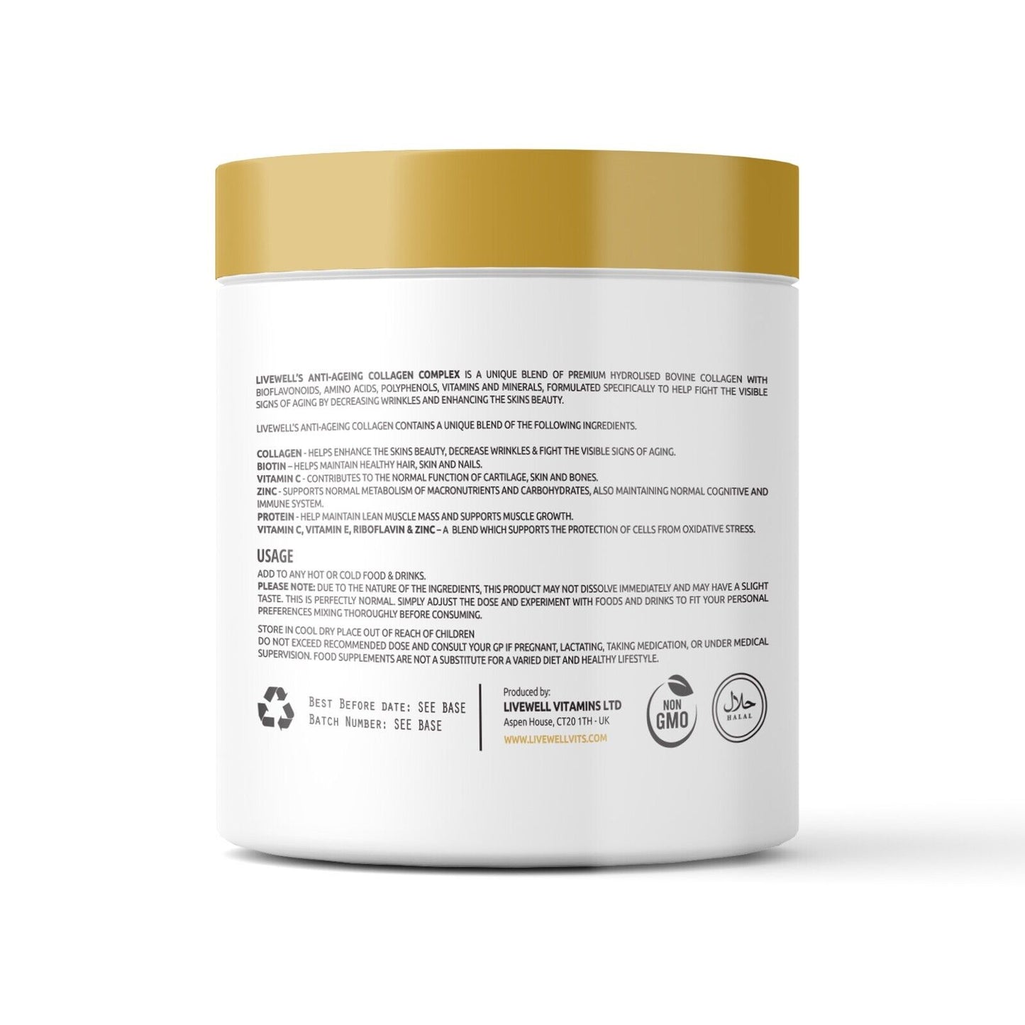 Anti-Ageing Collagen Protein Powder – Bioflavonoids, Amino, Vitamins & Minerals 