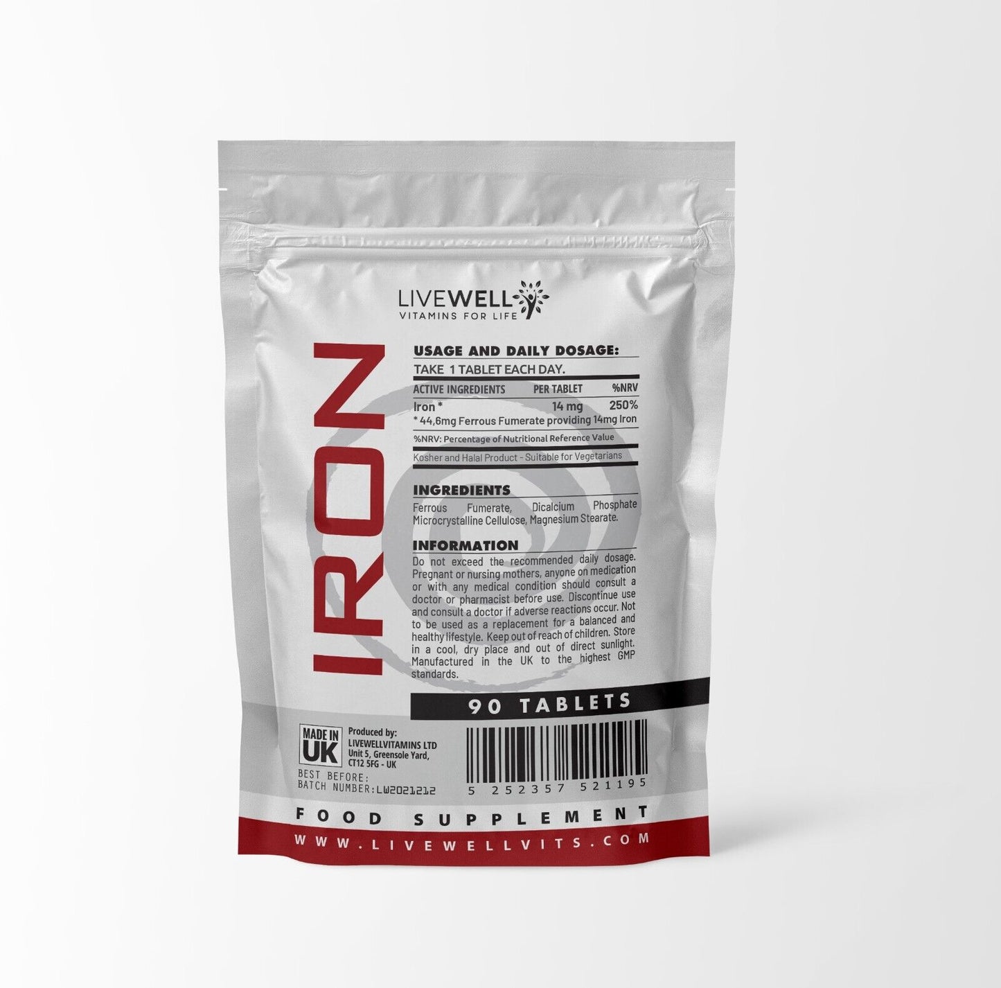 Iron 14mg Tablets | Pregnancy, Anaemic, Energy, Fatigue, Tiredness - Vegan