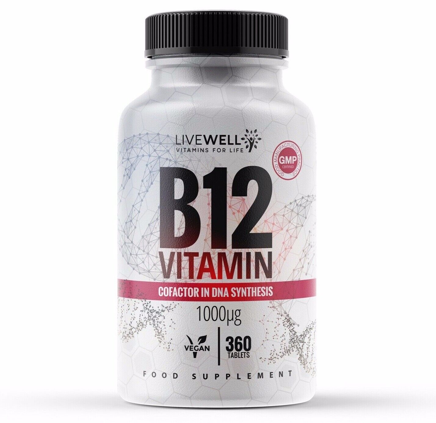 Vitamin B12 1000mcg Vegan | Tiredness, Fatigue & Immune System Methylcobalamin