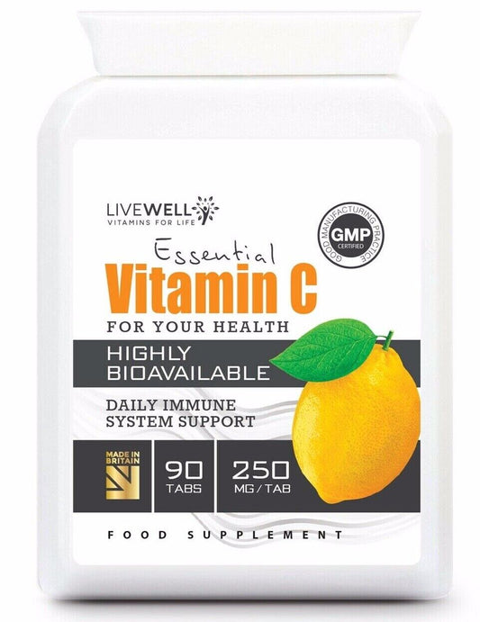 Vitamin C - 90 HIGH STRENGTH Vegan Tablets | Immune System Support | UK capsules