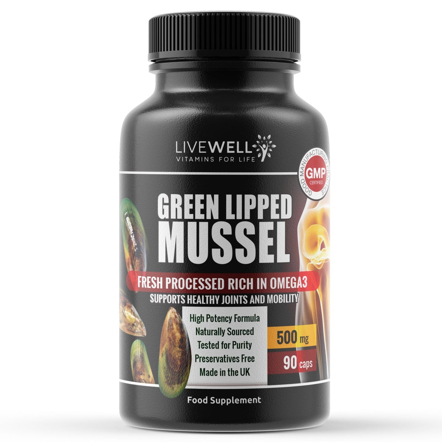 Green Lipped Mussel For Dogs & Humans Joint Health Arthritis 500MG 90 Capsules